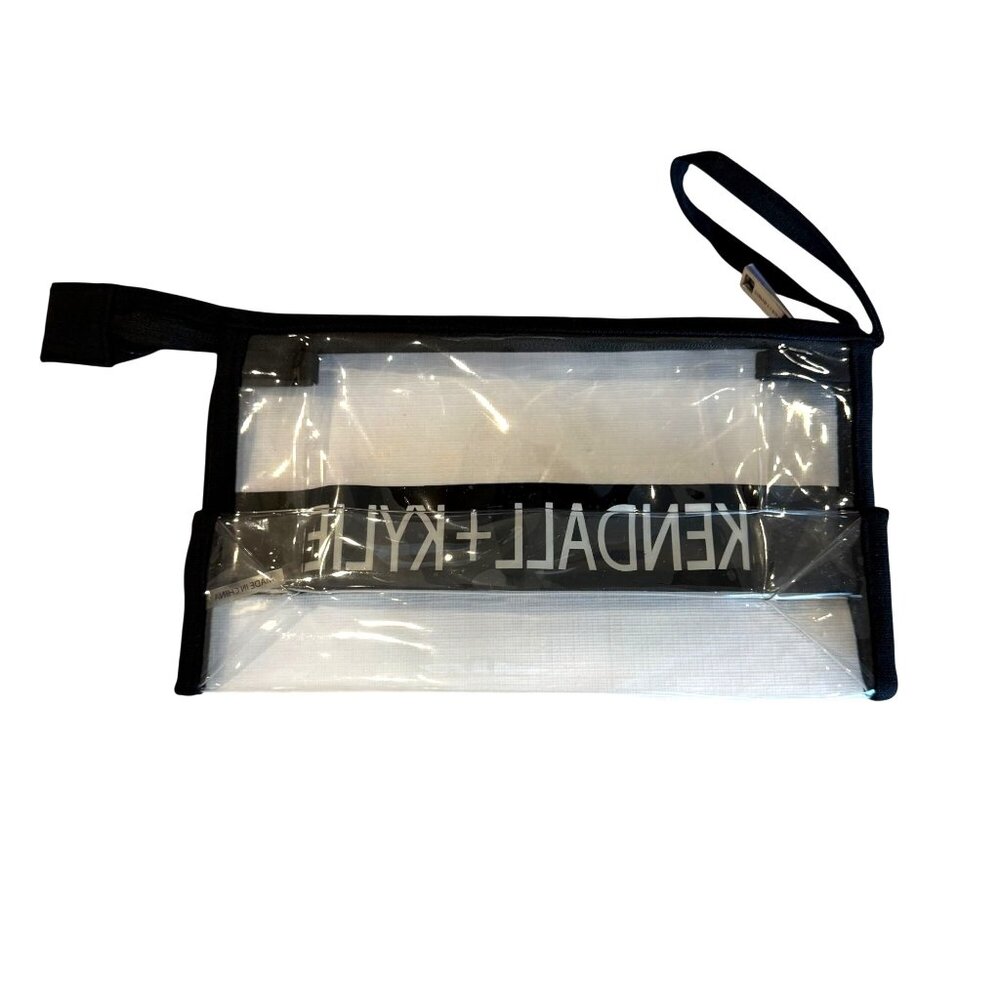 Kendall + Kylie Clear Wristlet Pouch Black Trim Strap NEW Zipper - Picture 3 of 3